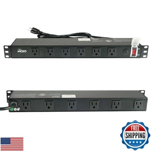 Tecmojo 1U Rackmount Network-Grade PDU Power Strip, 12 Wide-Spaced Right Angl - Afbeelding 1 van 5