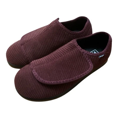 Propet  Cush N Foot Slipper Shoes  8xx Wide maroon Corduroy Hook & Loop - Image 1 of 4
