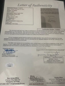 LOU SABAN BUFFALO BILLS AUTOGRAPH JSA LOA RETIREMENT LETTER PIECE OF HISTORY - Picture 1 of 4