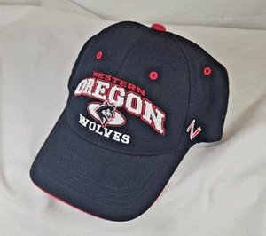 Western Oregon Wolves Black Hat Cap Zephyr Fitted Size 7 3/8 - Picture 1 of 5