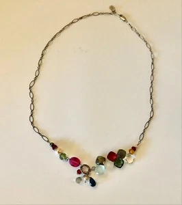 Vintage Anna Balhan 14k Gold Filled Juno Pop Art Multi-Gem Necklace, Estate Sale - Picture 1 of 6