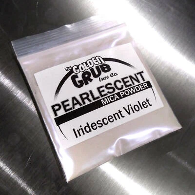 THE GOLDEN GRUB LURE CO NEW 1 OZ. Bi-Color IRIDESCENT VIOLET Pearly Mica Powder Fishing Plastisol