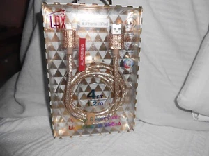 LAX charging cable 4ft.bling design New in box Golden quick charge - Photo 1 sur 8