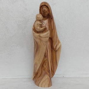 statue virgin Mary with Baby Jesus olive wood hand carved holy land 23*6*6cm - Picture 1 of 5