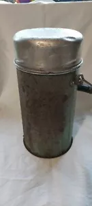 Old Vintage 1945 Metal Thermos Flasks World War Era Cork Top Display Piece - Picture 1 of 6
