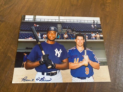 Bernie Williams Gregg Jeffries New York Yankees Mets autógrafo 8x10 foto DAÑO Foto 1 de 4