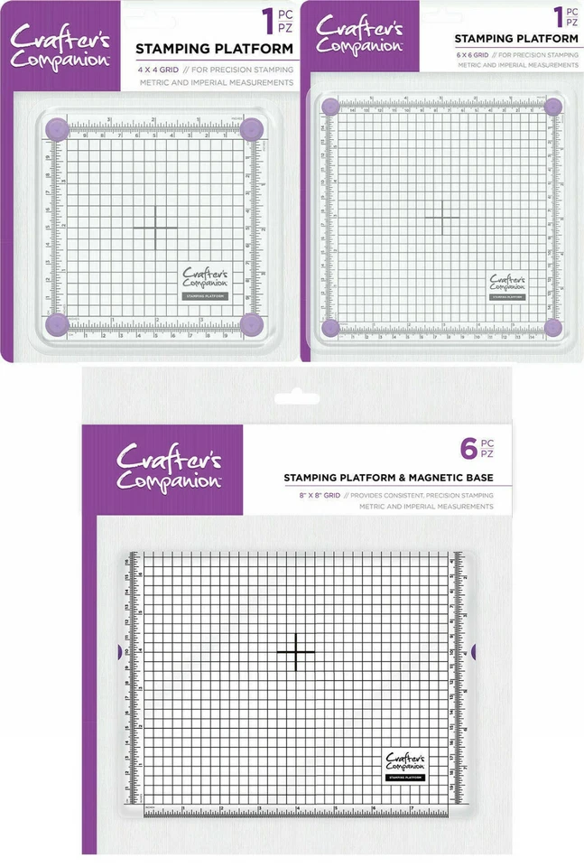 Crafter's Companion Stamping Platforms 4" x 4" or 6" x 6" or 8" x 8" Grid Choice