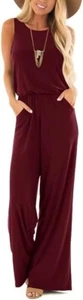 Lacozy Womens Casual Loose Sleeveless Spaghetti Strap Wide Leg Pants Jumpsuit Ro - Picture 1 of 2