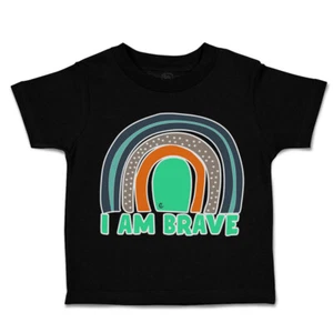 Toddler T-Shirt I Am Brave Rainbow Cotton Boy & Girl Clothes Funny Tee - Picture 1 of 14