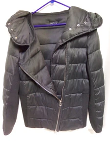 Kenneth Cole NY Womens Jacket Down Puffer Quilted Black Hooded Coat Size XL - Picture 1 of 8