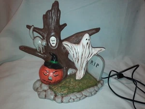 Vintage 1979 Cramer Halloween Ceramic Lighted Decoration Ghost Jack O Lantern - Picture 1 of 12