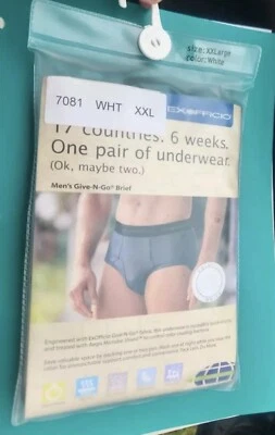 Calzoncillo de viaje ExOfficio Give-N-Go blanco para hombre XXL 2X nuevo en paquete Foto 1 de 3