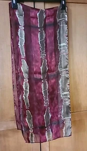 Vintage Burgunder Wein Gold Schal Polyester 14x60 Herbst Autumn Y2K  - Bild 1 von 4