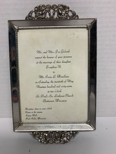 Vintage Ornate Floral Picture Frame~Silver Plated 4 x 6" Pins Hold Back in Place