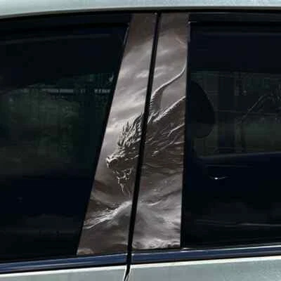 PIINKKY 2X Graffiti Schwarzer Drache Auto B Säulen Zentrum Säulen Abdeckung Aufkleber