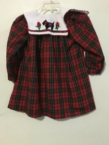 Samara Size 5 Plaid Red Green Girls Kids Stylish Cream Cape Dress Cute - Picture 1 of 2