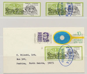 Canada Pembina ND to Winnipeg Manitoba Local by Courier Service + 2 Labels 1976 - Picture 1 of 4