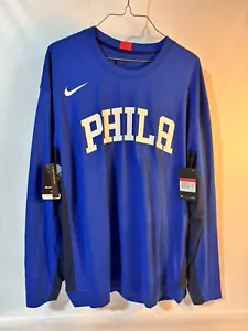 NEW Mens Nike Philadelphia 76ers Long Sleeve Shirt Large L Authentic AT9419-495 - Picture 1 of 8