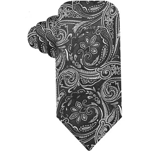 GEOFFREY BEENE Black Gray White Color Paisley Polyester Silk Blend Tie - Picture 1 of 3
