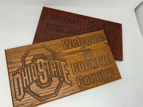 TWO Ohio State Laser engraved wood plaques, general fan & band Cover