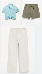 Old Navy Girls Pull on Shorts Tie Front Top Smocked Pants Set Small 6-7 Beachy - Picture 1 of 1