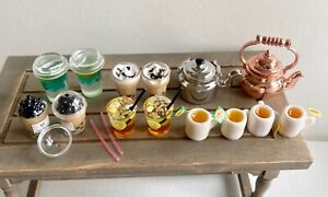lot 1:6 1:12 miniature dollhouse ice tea mug to-go cup tea pot boba milk drink
