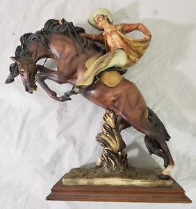 Cavallo Cowboy Dipinto a Mano Stile Capodimonte Firmato A.Santini scultura - Foto 1 di 15