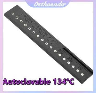 Black Dental Endodontic Endo Gauge Ruler Measure Gutta Percha Point Scale w Hole - Image 1 of 4