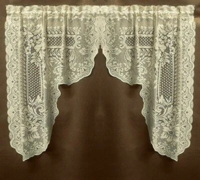 Cenefa o botín Fontaine marfil mezcla algodón encaje 60" x 36" sala de estar Foto 1 de 4