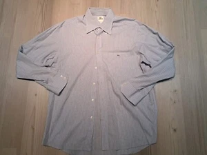 LACOSTE button front shirt size 44 blue check plaid gator logo france  - Picture 1 of 7
