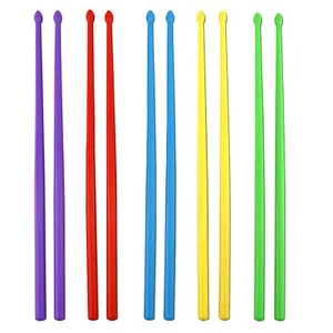 Iconikal 5-Pairs Nylon Exercise Drum Sticks Blue Green Purple Red Yellow Danc... - Picture 1 of 6