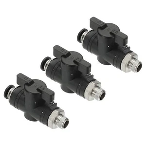 Pneumatic Ball Valve 3 Pack 1/4 OD x 1/8 PT Male Push to Connect Fitting - Picture 1 of 6