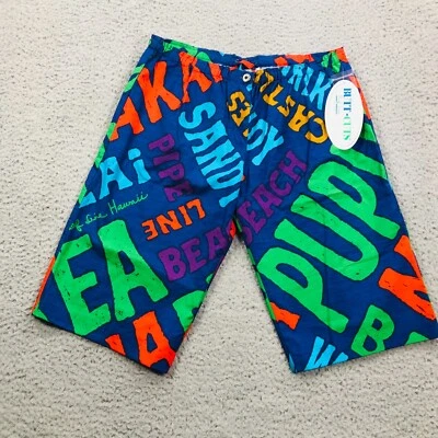 Vintage Surf Line Hawaii Jams World Board Shorts Mens Size Medium Blue Butt Cuts - Image 1 of 4