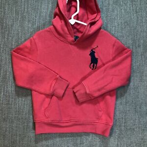 Polo Ralph Lauren Hoodie Girls 5 Pink Sweatshirt Pullover Pockets Big Pony Logo