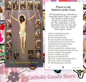 Prayer to the Stations of the Cross - Paperstock Holy Card RA - Picture 1 of 3