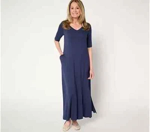 Belle by Kim Gravel Rayon Spandex Elbow Sleeve Maxi Dress Twilight 2X A683740 - Picture 1 of 1