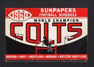 1960 Baltimore Colts Sunpapers NFL футбол раскладной карман расписание - Изображение 1 из 3