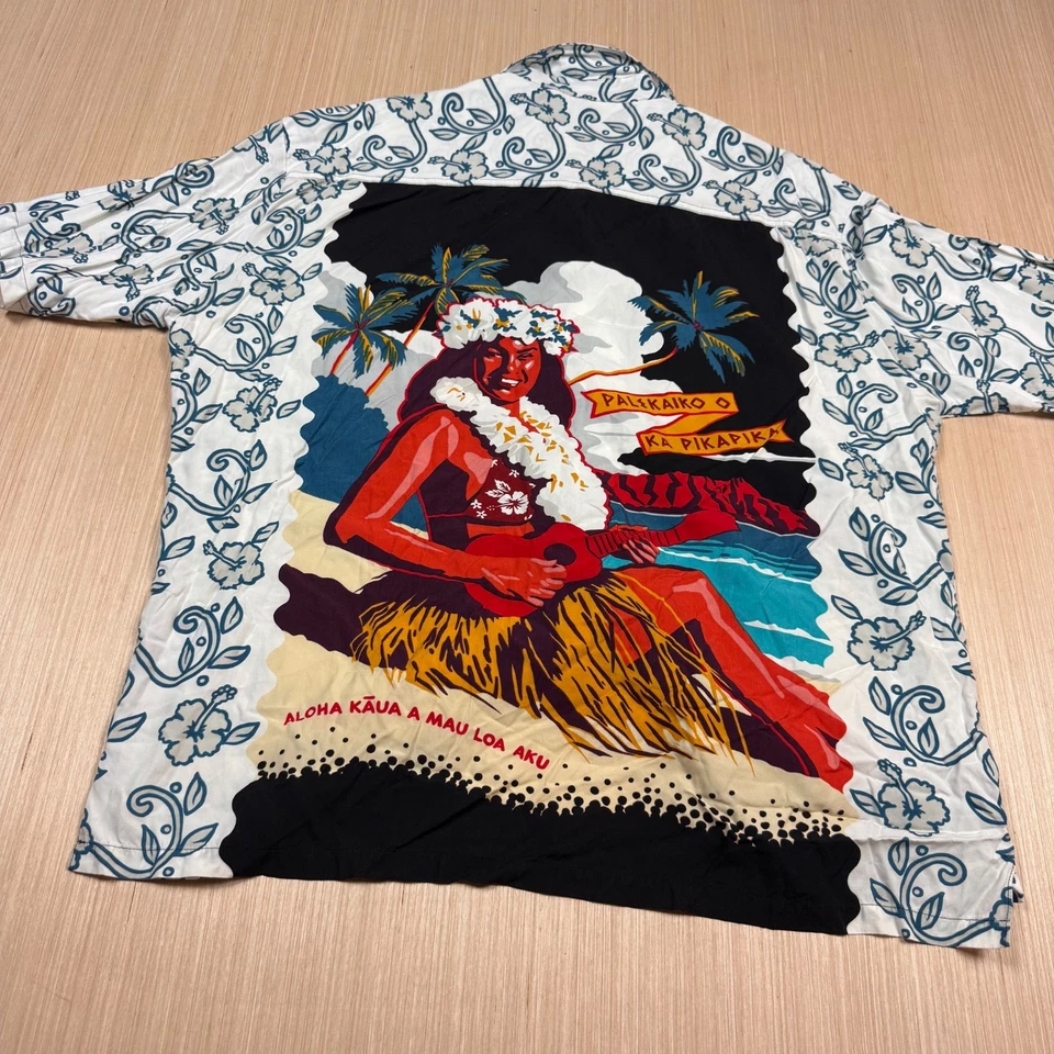 Винтажная гавайская рубашка Kahala rayon Hula Girl Tiki 90-е XL лагерная мужская aloha - Изображение 1 из 4