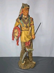 Native American Statue Indian Chief Warrior Figurine Large 24 Inches Tall - Picture 1 of 16