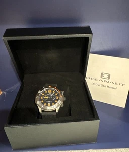 New!! Men’s Oceanaut Black Orange Black Silicon Strap Quartz Watch - Picture 1 of 8
