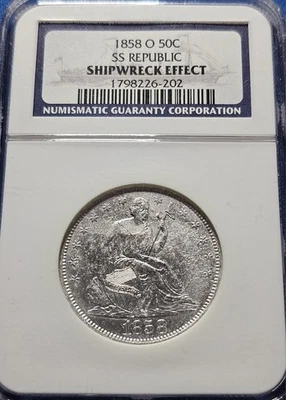 SS Republic 1858 O Seated Half Dollar Shipwreck Effect NGC  - Image 1 of 2