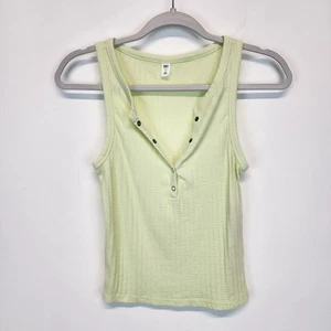 Nordstrom grün Henley Crop Tank Top Gr. M strukturiert Freizeit Strand Indie Y2K - Bild 1 von 7