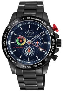 GV2 by Gevril 9924B Scuderia Bracelet Chrono Date Black Swiss Quartz Watch - Afbeelding 1 van 1