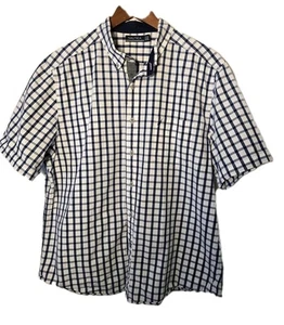 Nautica Mens XL Blue Plaid Short Sleeve Button Down 100% Cotton Casual Shirt - Picture 1 of 11