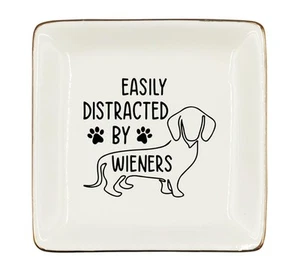 Wiener Dog Ceramic Jewelry Tray, Dachshund Dog Mom Gifts Jewelry Plate Dish, ... - Picture 1 of 6