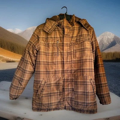 Y2K EUC Arizona Plaid Hooded winter warm coat ski Jacket Kid 18-20 Super Cozy - Image 1 of 4