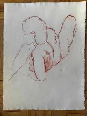 Dibujo Académico Conte Crayón Retrato Hombre Hombre Gay Int 21 x 16 De Colección Años 70 Foto 1 de 4