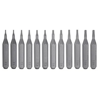 12pcs Screwdriver Bit Set T1-T4/T5H/T6H 28mm Magnetic Torx Drill Bits - Imagem 1 de 4