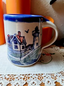 Taza de cerámica Great Bay hecha a mano en faro de EE. UU. gran regalo - Imagen 1 de 5