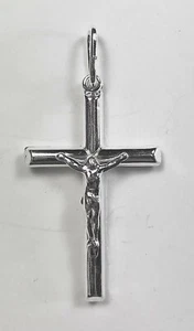 Kreuz Anhänger, 925 Sterling Silber. 2 Zoll. Leichtgewicht. Kruzifix. Hohl - Bild 1 von 2